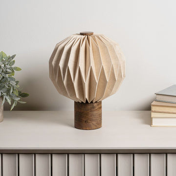Quincy 11" Modern Minimalist Paper Pleated Orb Accent LED Table Lamp